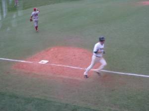 Rodriquez rounding third after his solo HR in game 2