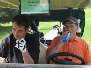 The Tim & Jim Show proved to be entertaining. Note: That is a bottle of water Tim is drinking.