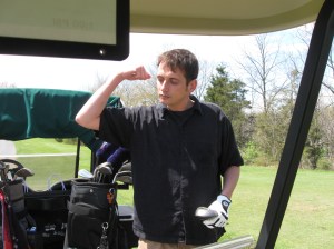 Jim flexin after droping a 45 foot putt that had a 6 foot break!