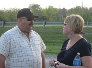 Buck and Mrs. Painter sharing a word.