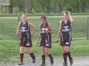 Three of the Lady Bulldogs that made the trip over after their contest.