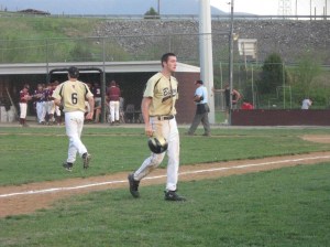 Boone Jones returning to the dug out.