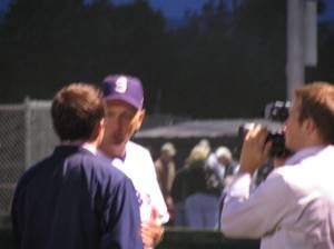 Head Coach Jeff Smoot doing post games interviews